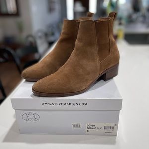 Steve Madden, cognac colored suede booties